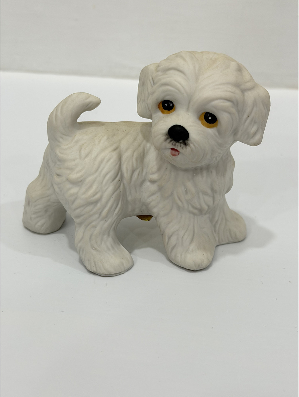 Homco White Maltese Puppie Figurine Shih Tzu Dog Vintage